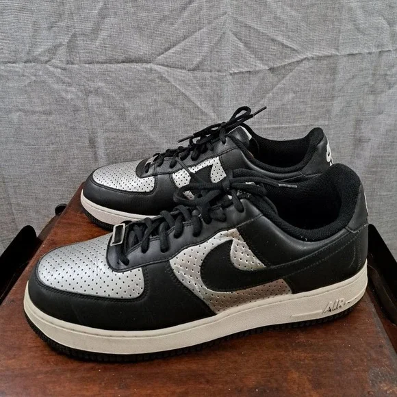 Nike | Shoes | Nike Air Force Low Black White Metallic 